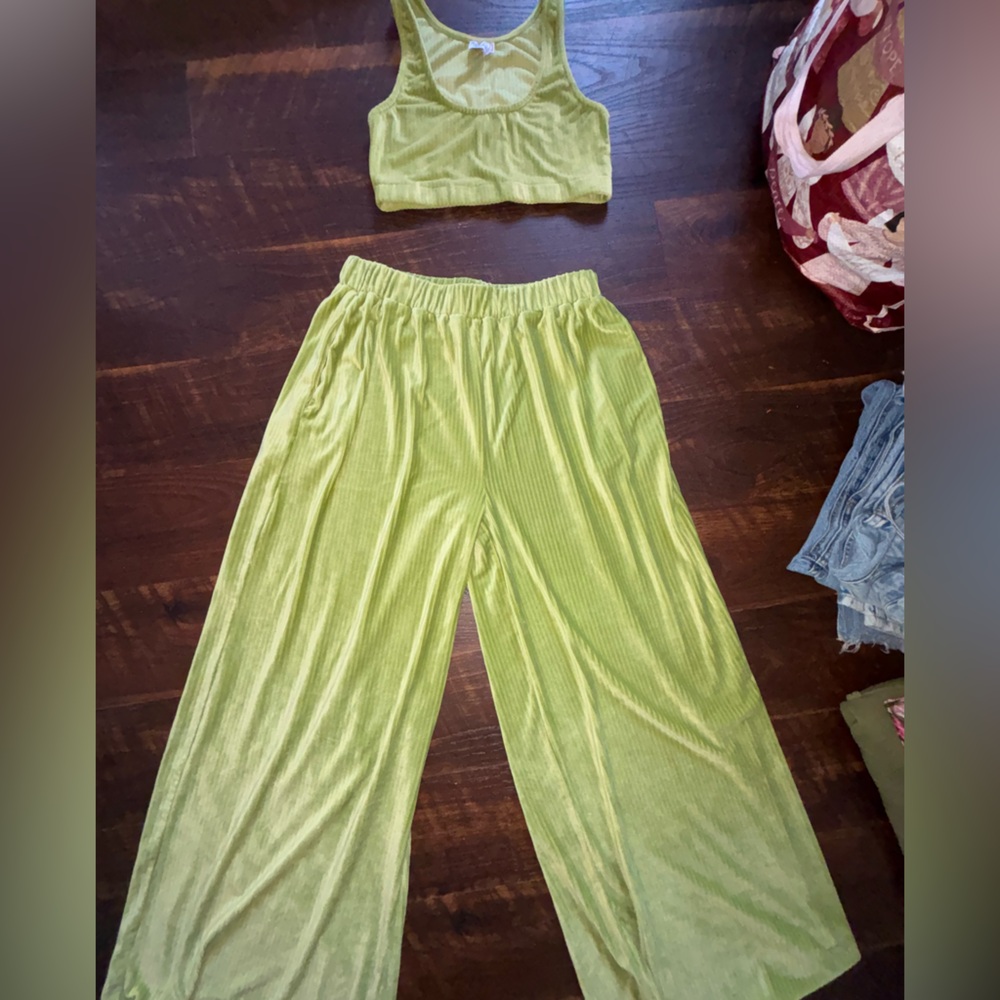 Princess Polly Lime Wide Leg Pants